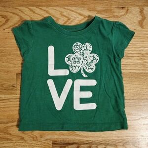 Children's Place Kelly Green Shamrock / Love Shirt, Size 12-18mo